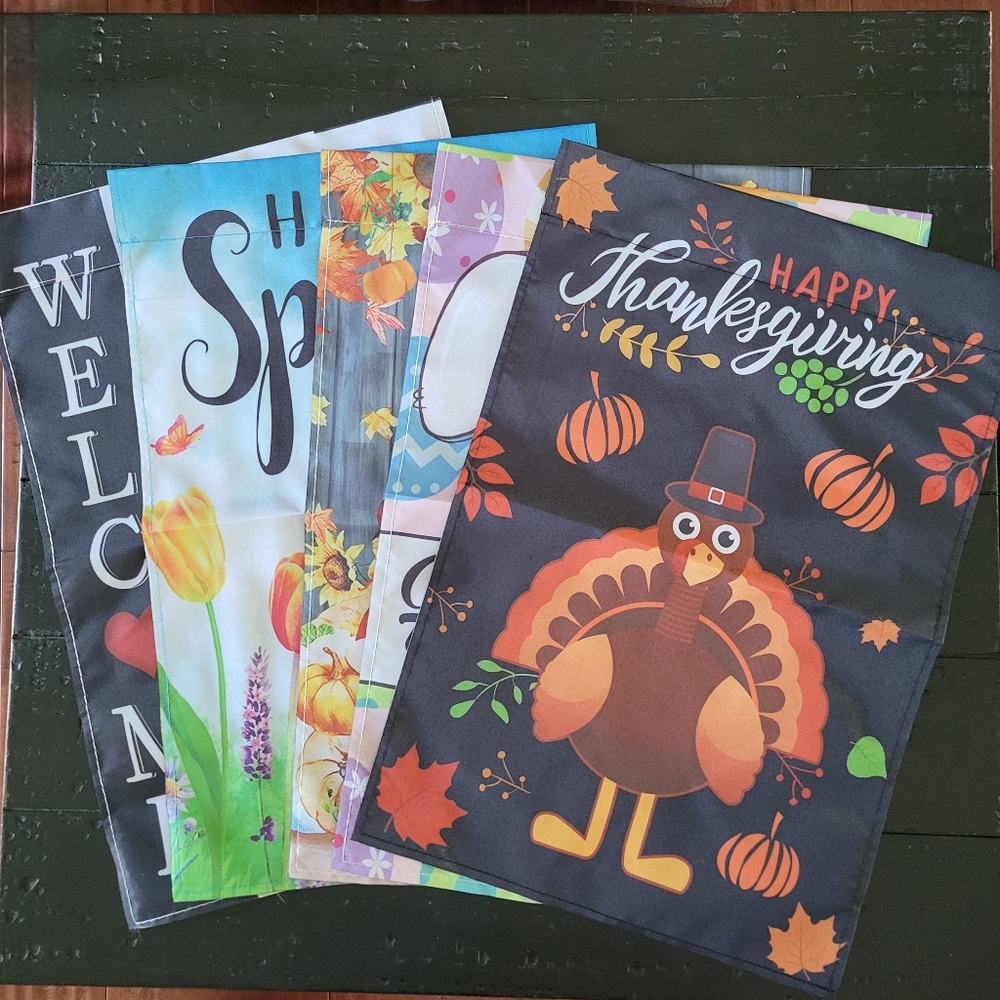Seasonal Garden Flags - Lot (5). Never used!